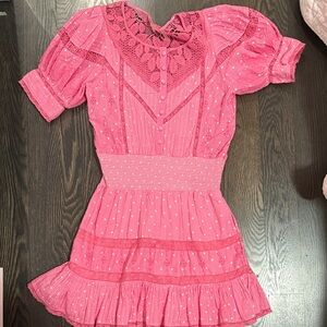 LoveShackFancy Women’s Polka dot pink mini dress Size XS